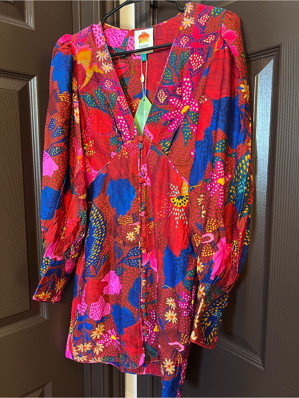 FARM Rio Multicolor Red Floral Patchwork Mini Dress - Picture 5 of 11